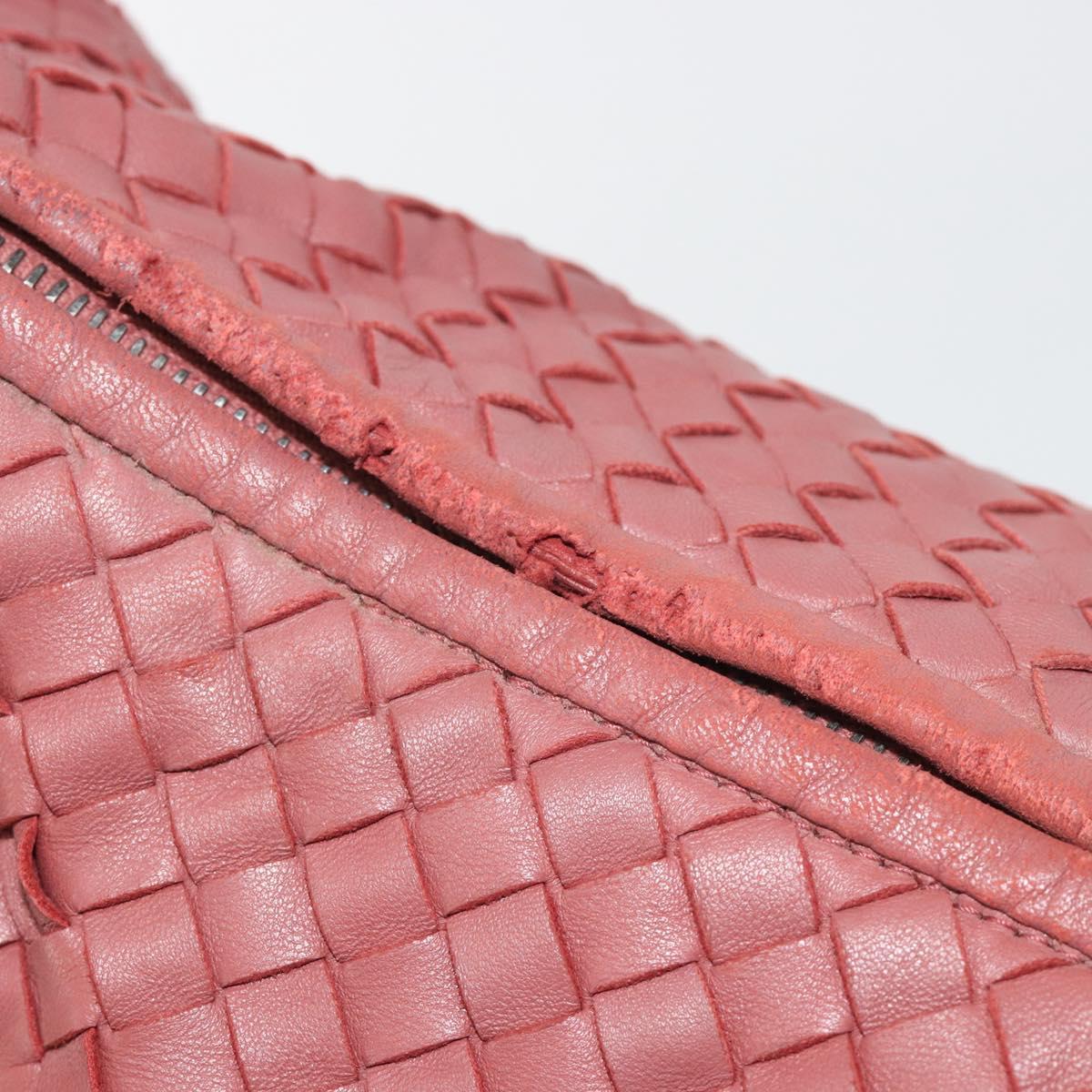 BOTTEGA VENETA INTRECCIATO Hobo Shoulder Bag Leather Pink Silver Auth ep15476A