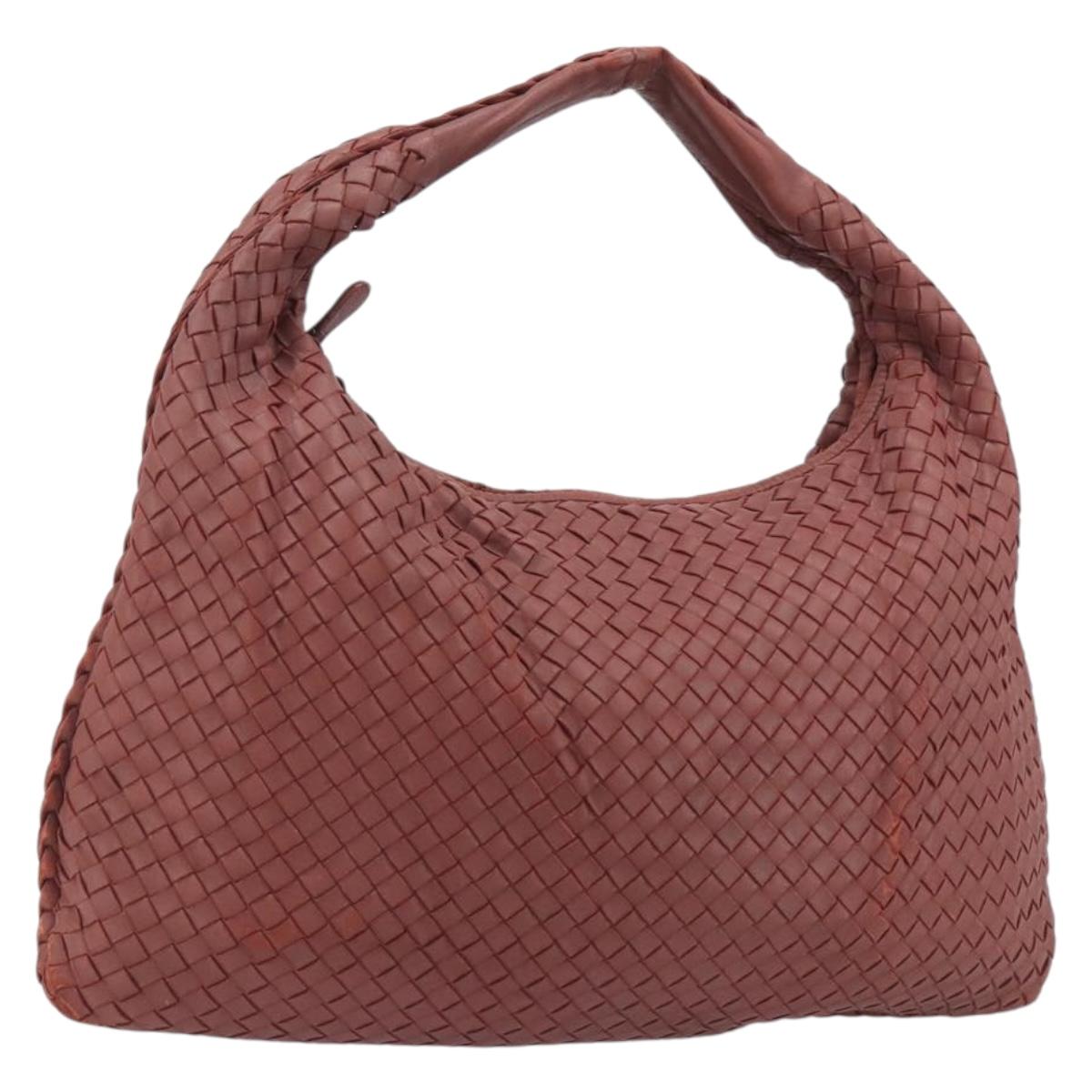BOTTEGA VENETA INTRECCIATO Hobo Shoulder Bag Leather Pink Silver Auth ep15476A