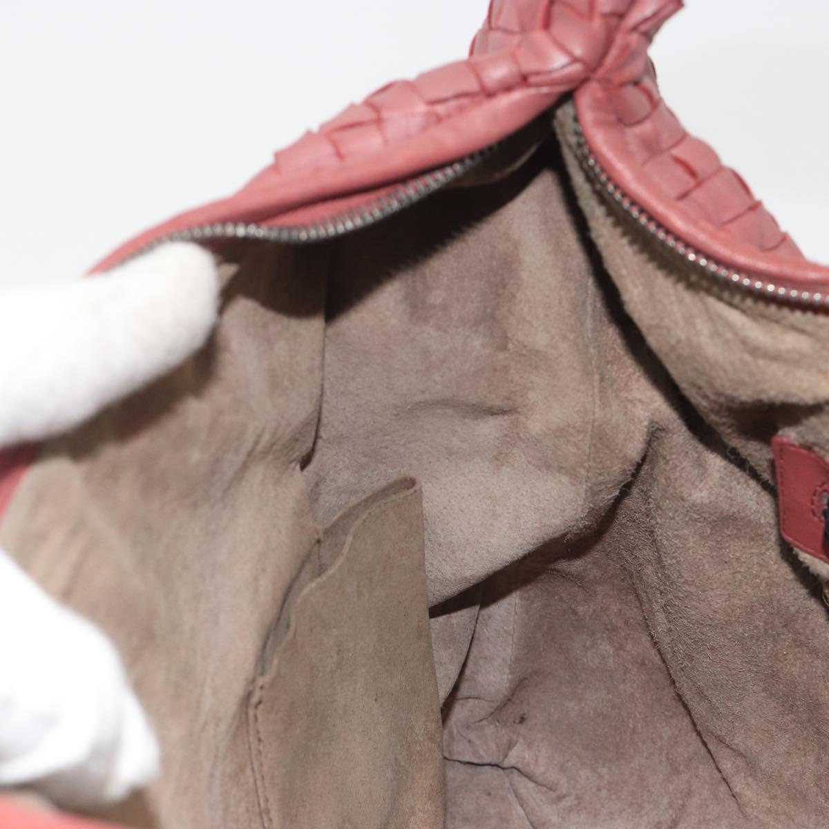 BOTTEGA VENETA INTRECCIATO Hobo Shoulder Bag Leather Pink Silver Auth ep15476A
