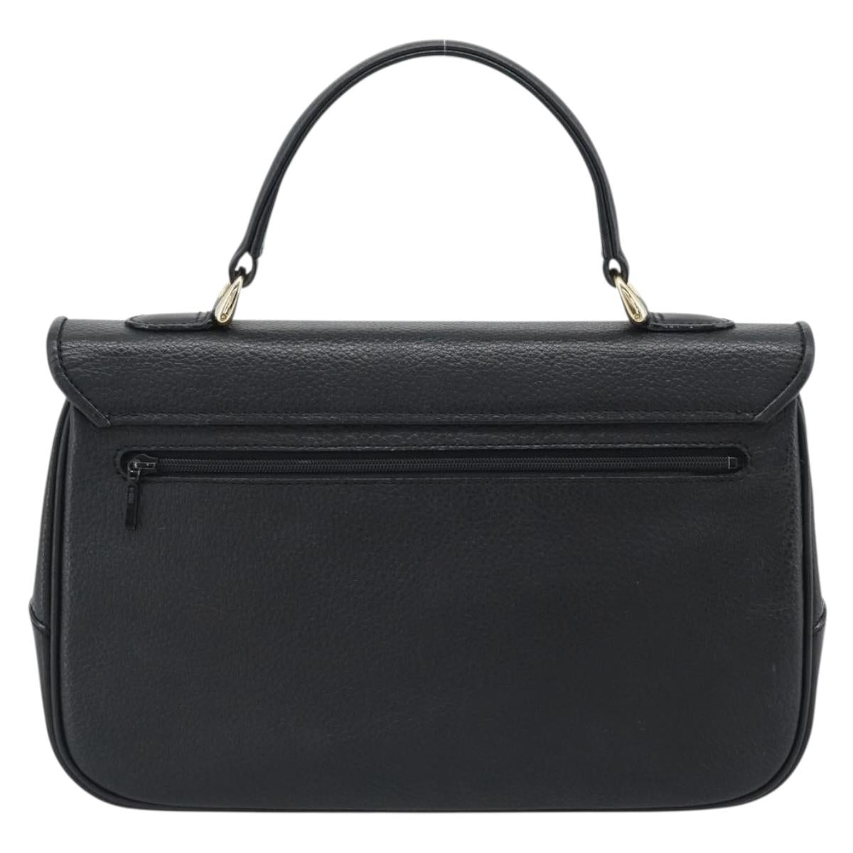 Burberrys Hand Bag Leather Black Gold Tone Auth ep15478