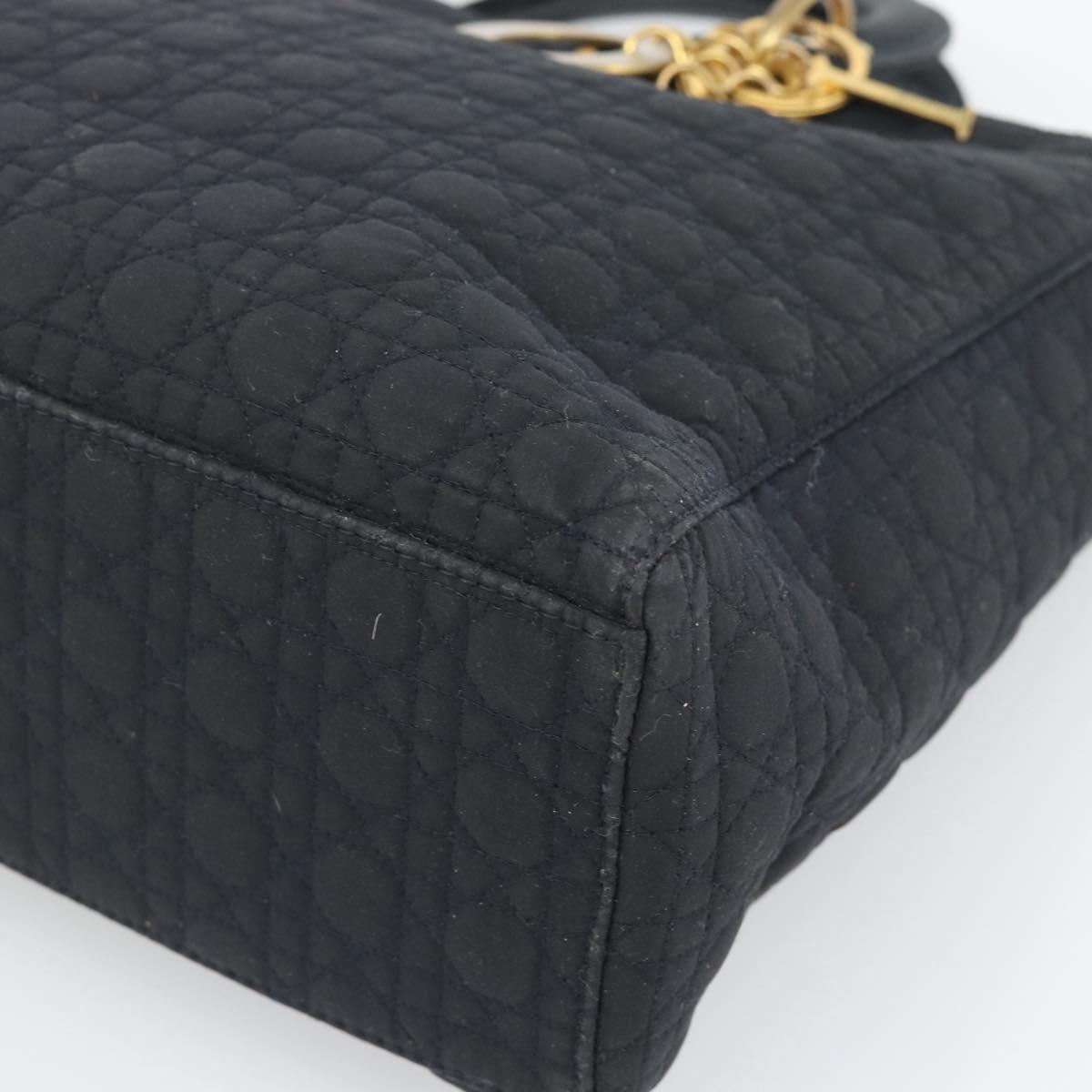 Christian Dior Canage Hand Bag Canvas Black Gold Tone Auth ep15480