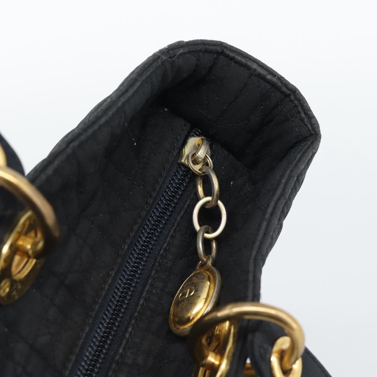 Christian Dior Canage Hand Bag Canvas Black Gold Tone Auth ep15480