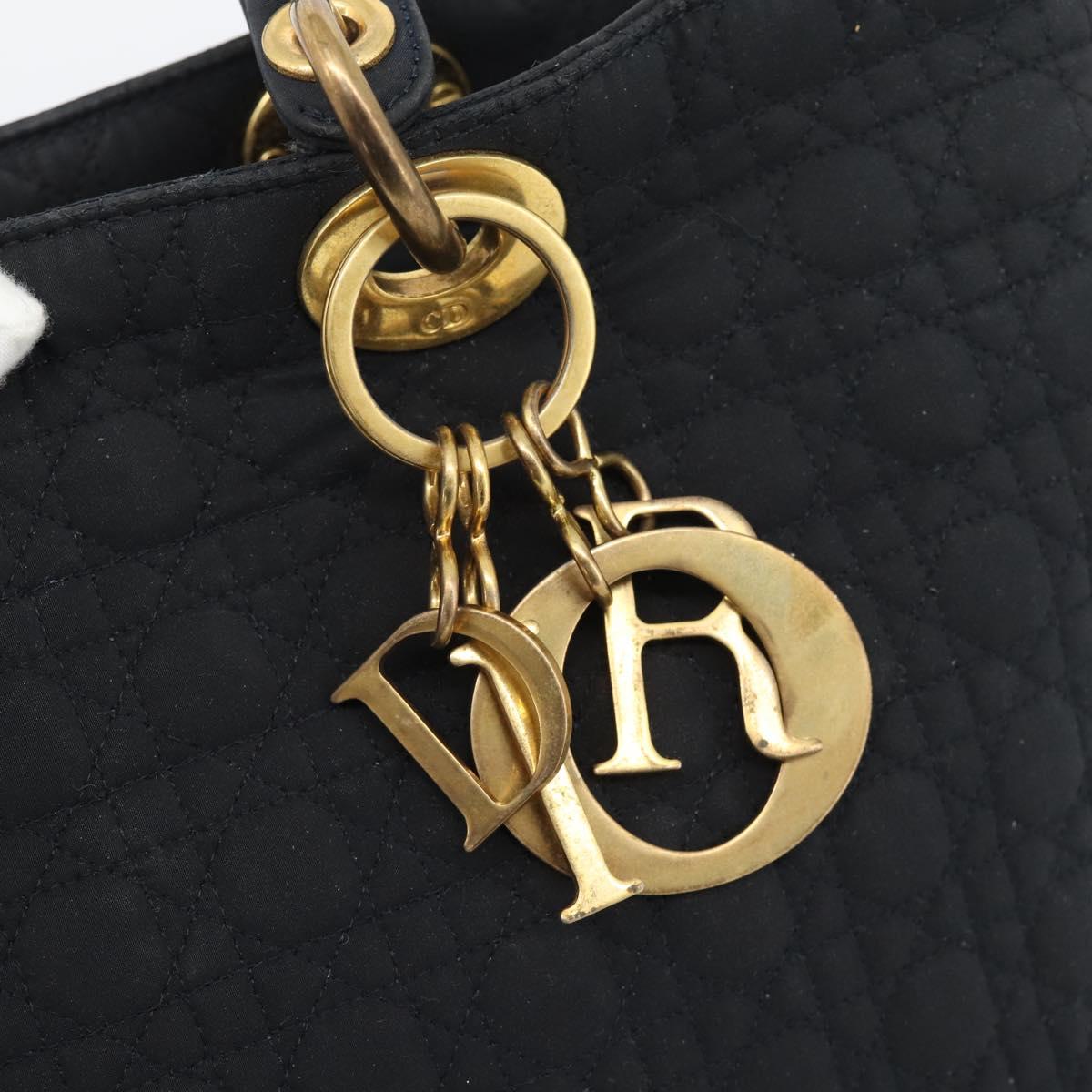 Christian Dior Canage Hand Bag Canvas Black Gold Tone Auth ep15480