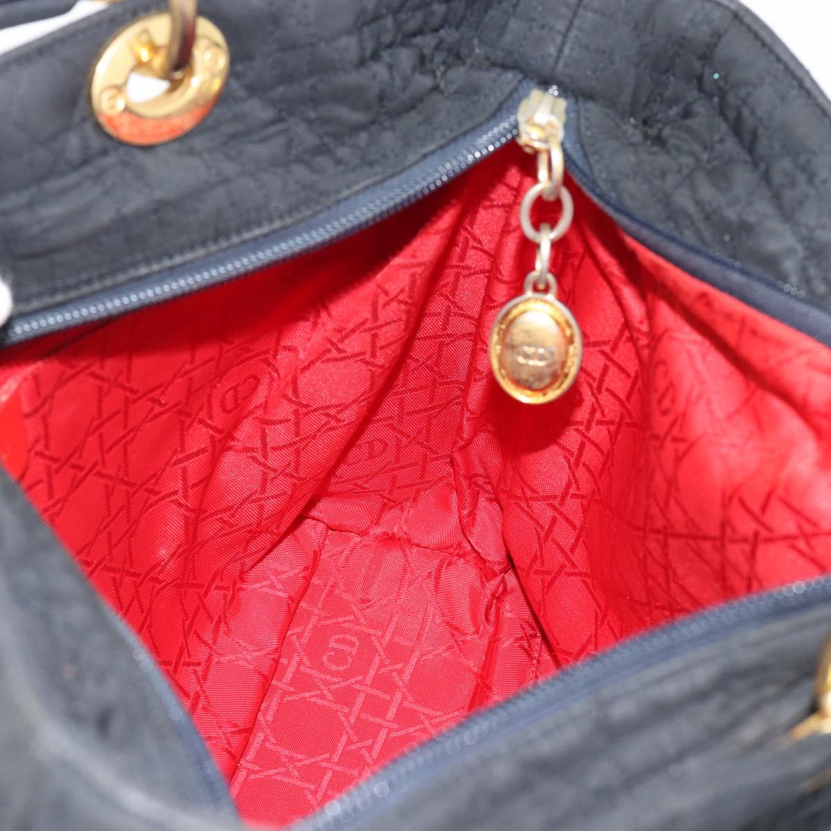 Christian Dior Canage Hand Bag Canvas Black Gold Tone Auth ep15480
