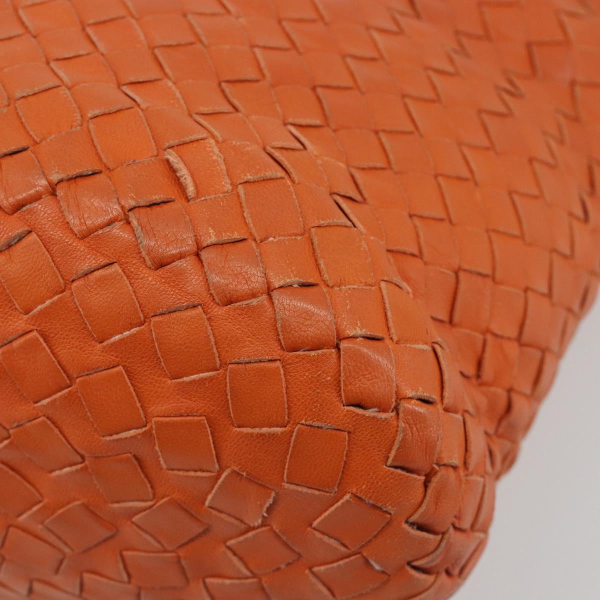 BOTTEGA VENETA INTRECCIATO Hand Bag Leather Orange Auth ep15482A