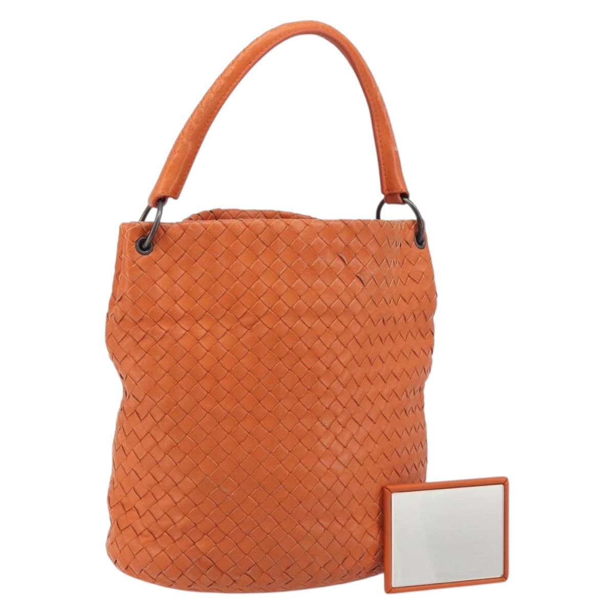 BOTTEGA VENETA INTRECCIATO Hand Bag Leather Orange Auth ep15482A