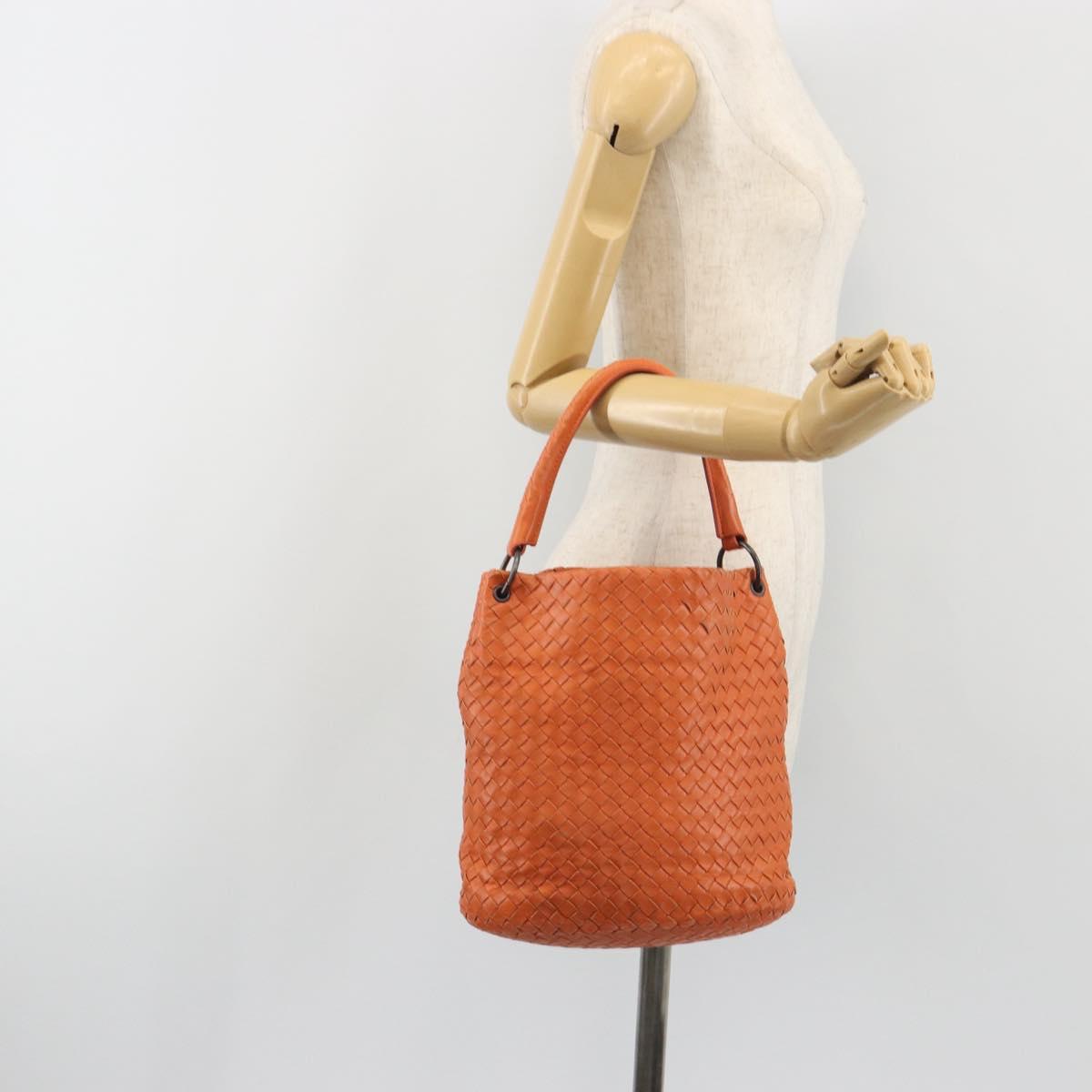 BOTTEGA VENETA INTRECCIATO Hand Bag Leather Orange Auth ep15482A
