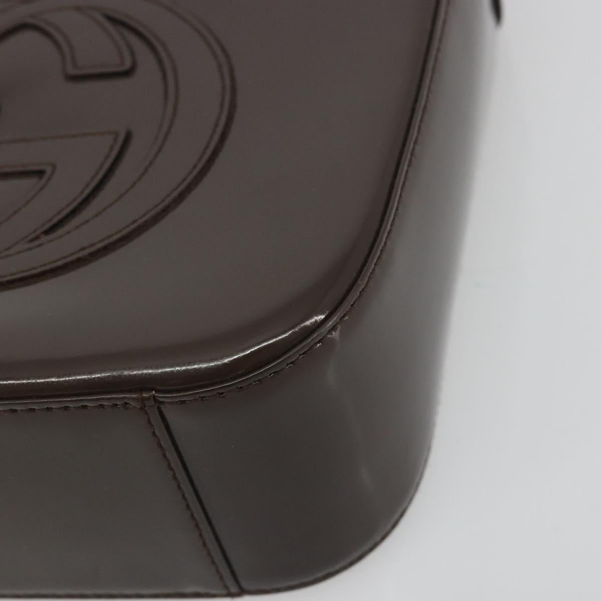 GUCCI Shoulder Bag Patent Brown 007 2046 0249 Auth ep15483