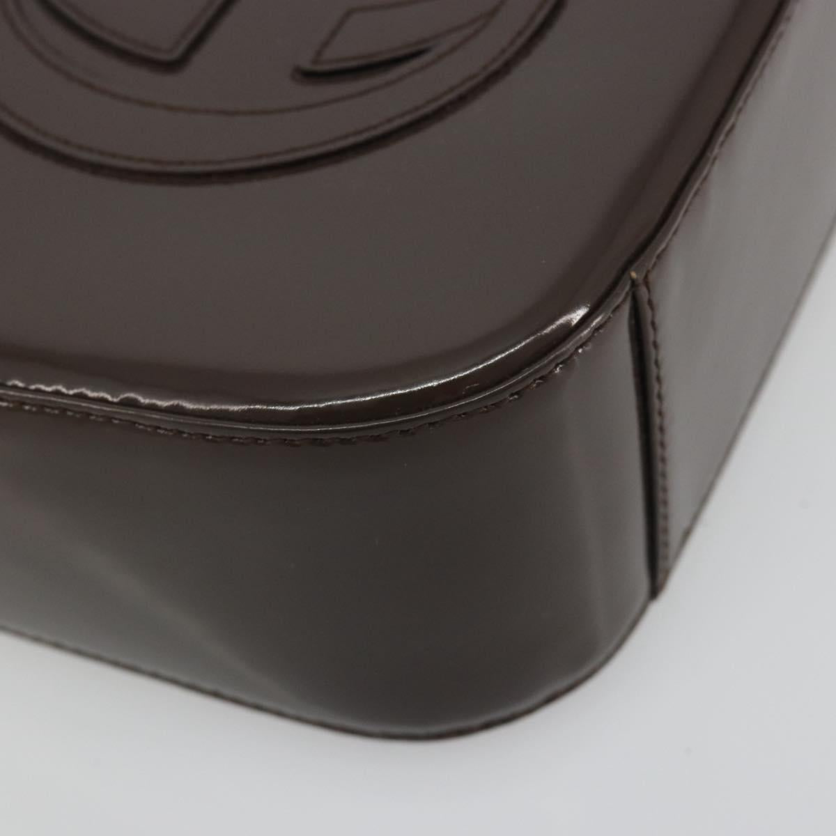 GUCCI Shoulder Bag Patent Brown 007 2046 0249 Auth ep15483