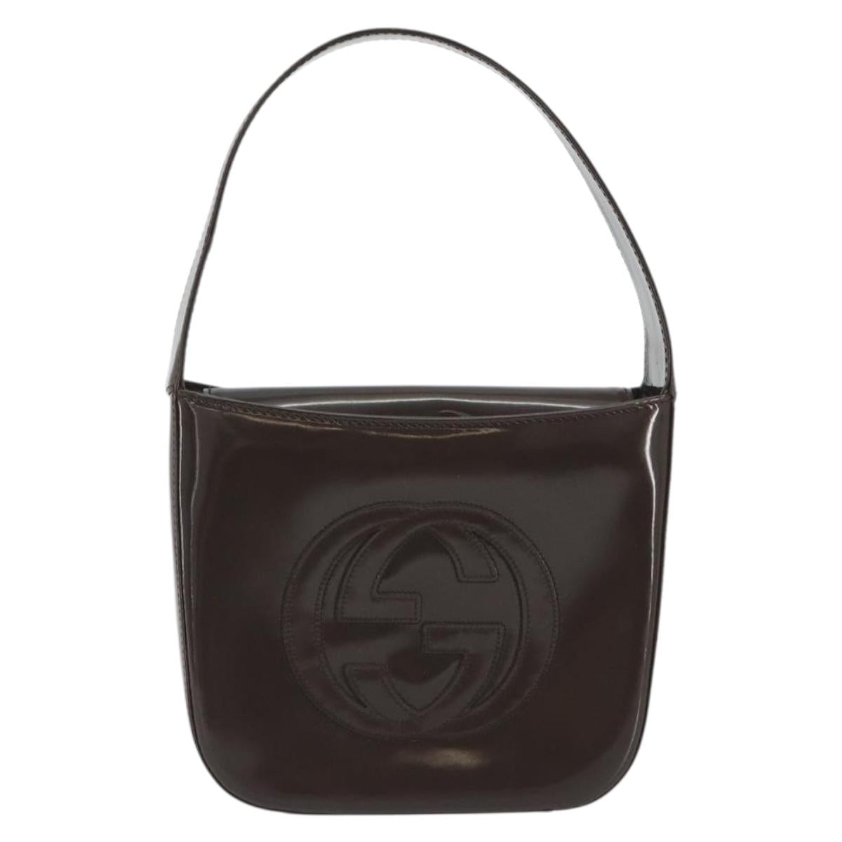 GUCCI Shoulder Bag Patent Brown 007 2046 0249 Auth ep15483