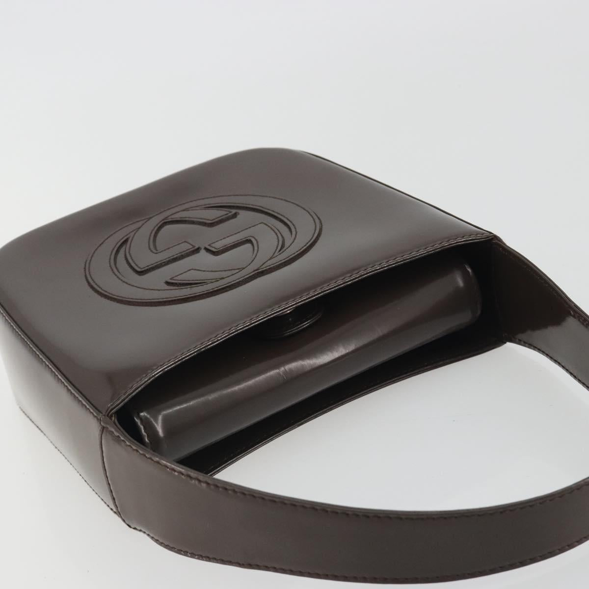 GUCCI Shoulder Bag Patent Brown 007 2046 0249 Auth ep15483