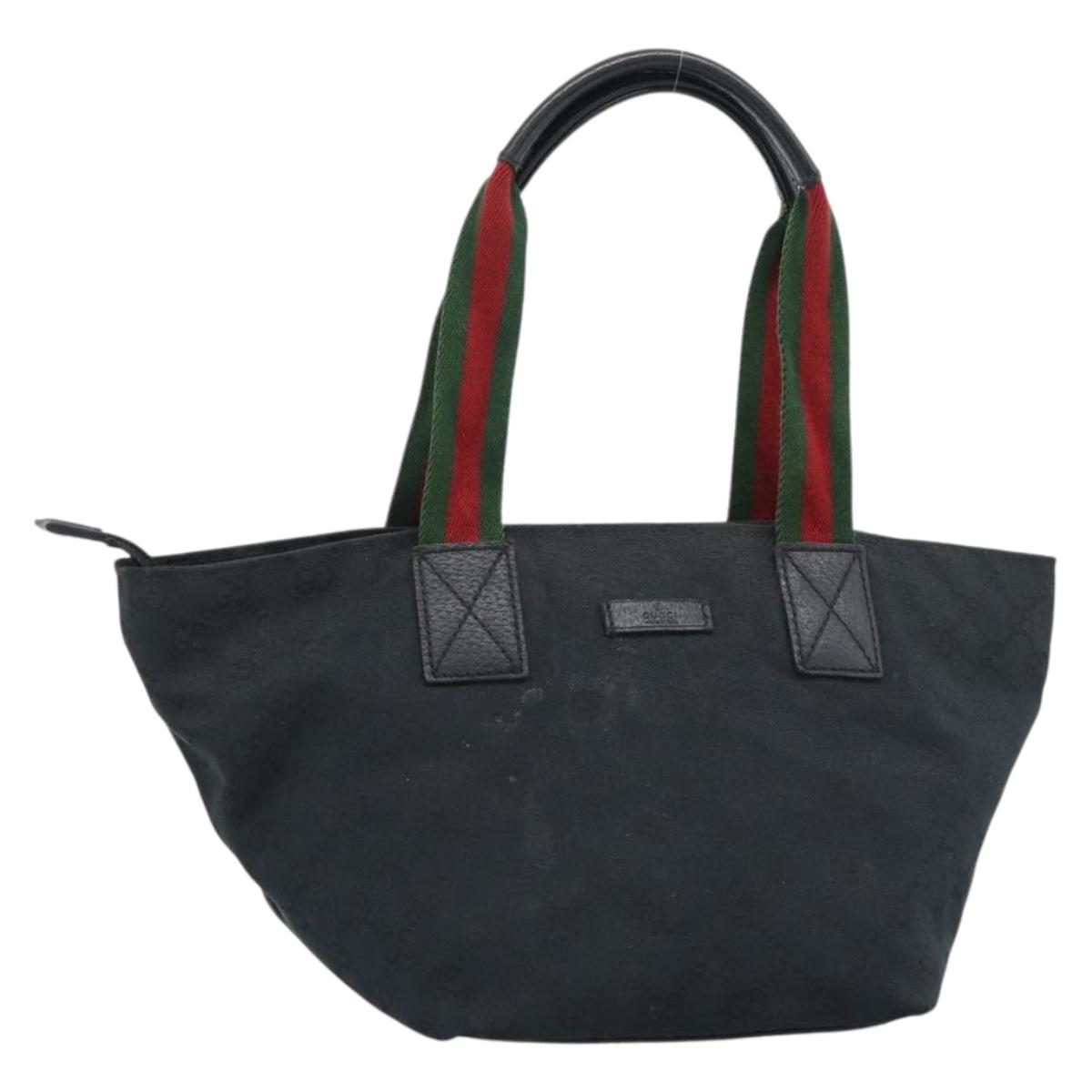 GUCCI GG Canvas Hand Bag Black 131228 Auth ep15484