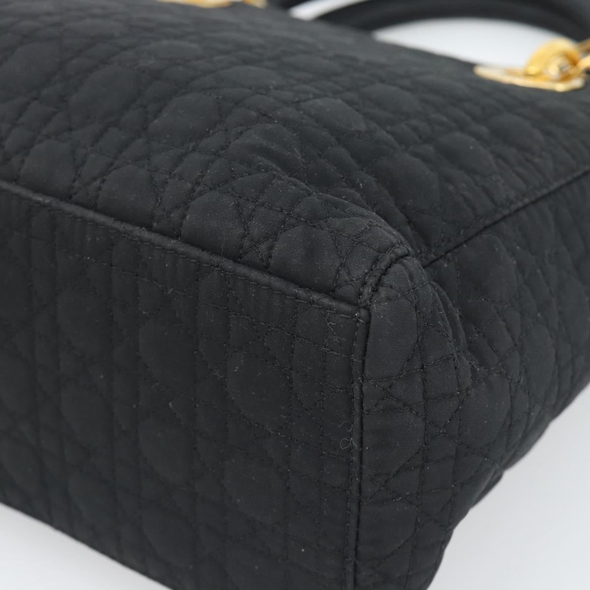 Christian Dior Canage Hand Bag Canvas Black Gold Tone Auth ep15489