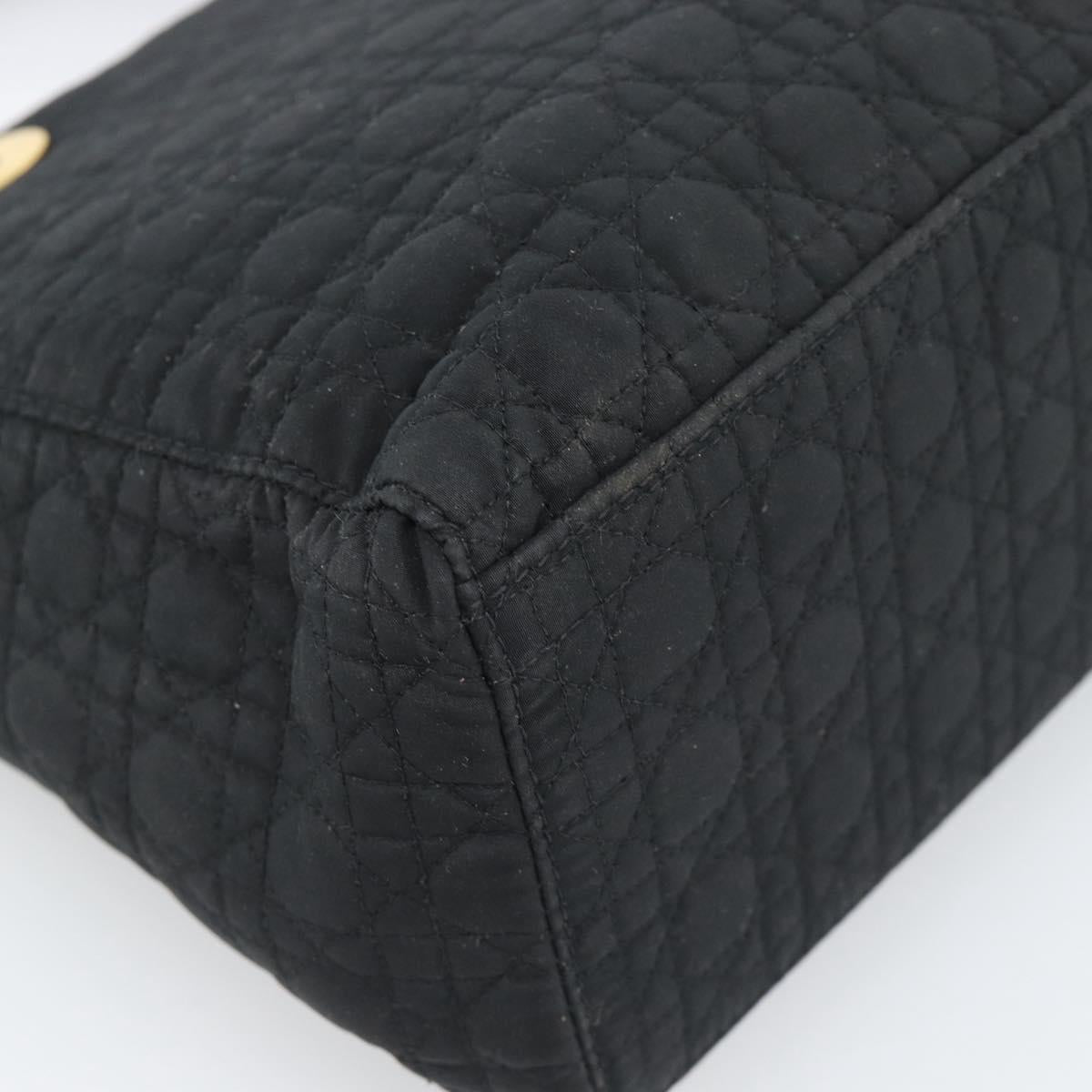 Christian Dior Canage Hand Bag Canvas Black Gold Tone Auth ep15489