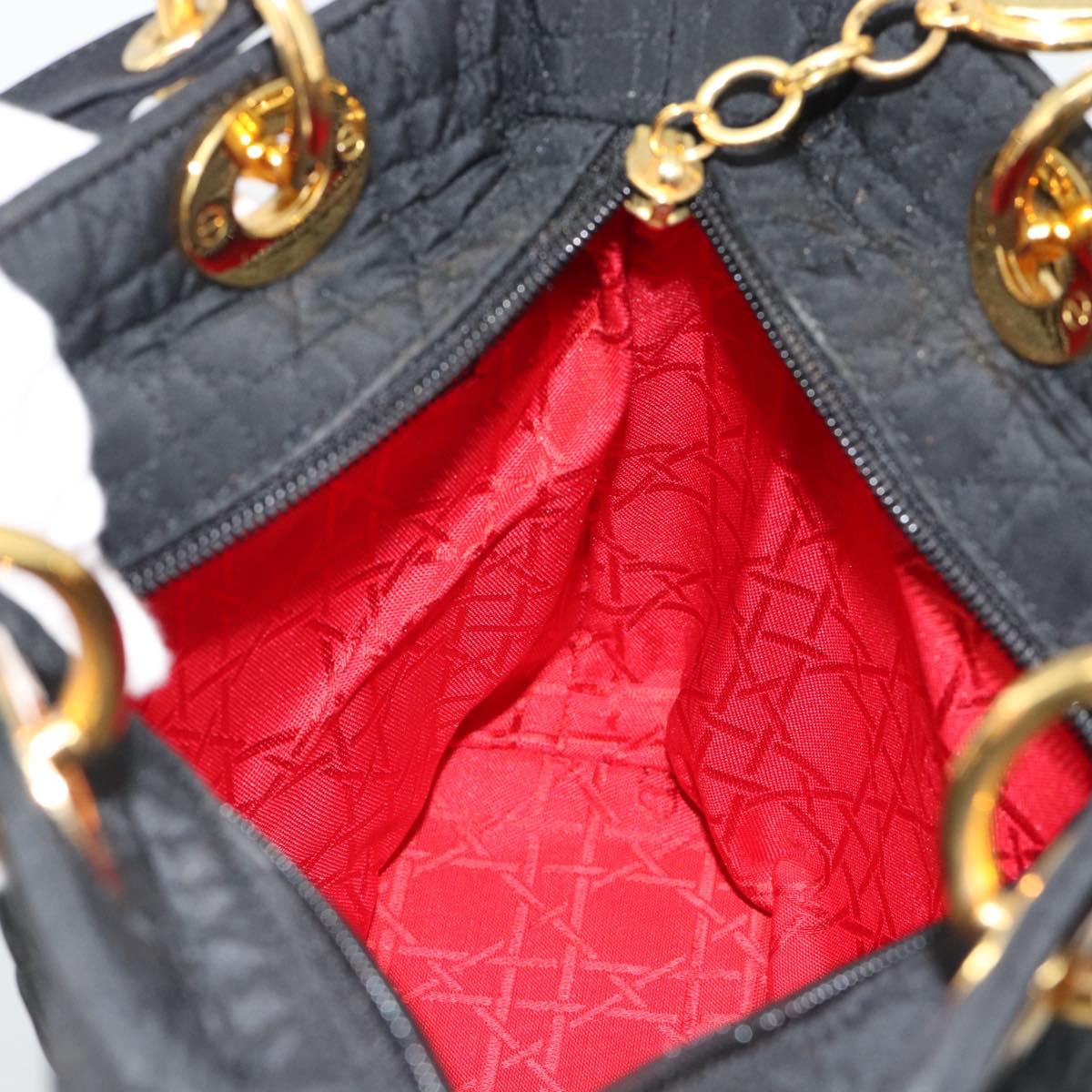 Christian Dior Canage Hand Bag Canvas Black Gold Tone Auth ep15489