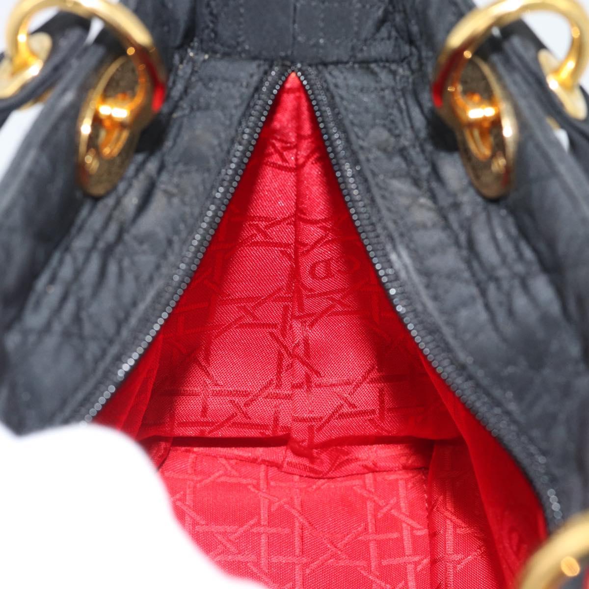 Christian Dior Canage Hand Bag Canvas Black Gold Tone Auth ep15489