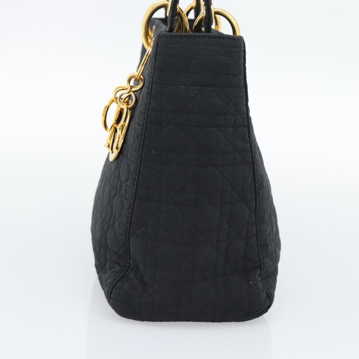 Christian Dior Canage Hand Bag Canvas Black Gold Tone Auth ep15489