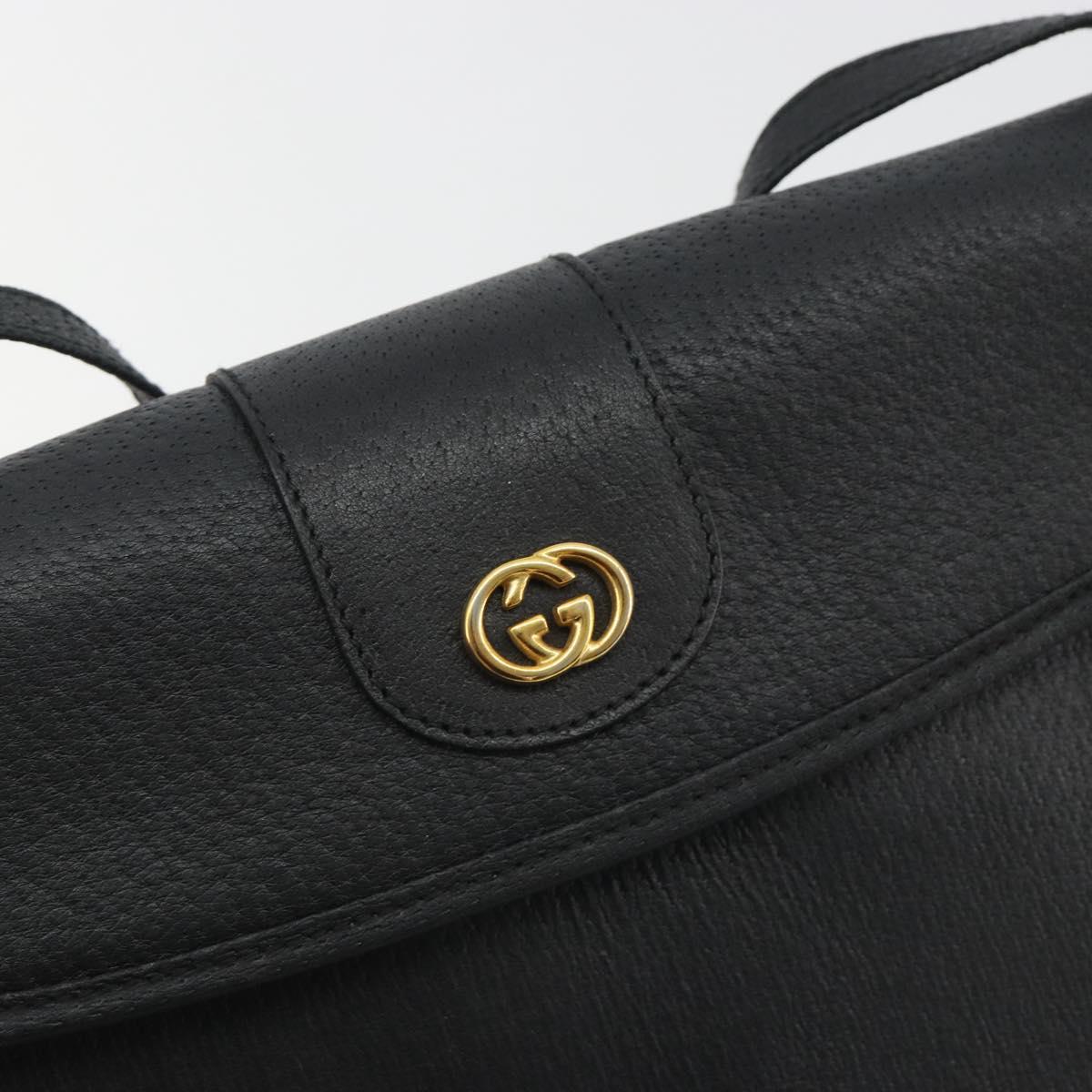 GUCCI Shoulder Bag Leather Black Gold Tone 001 14 5364 Auth ep15490