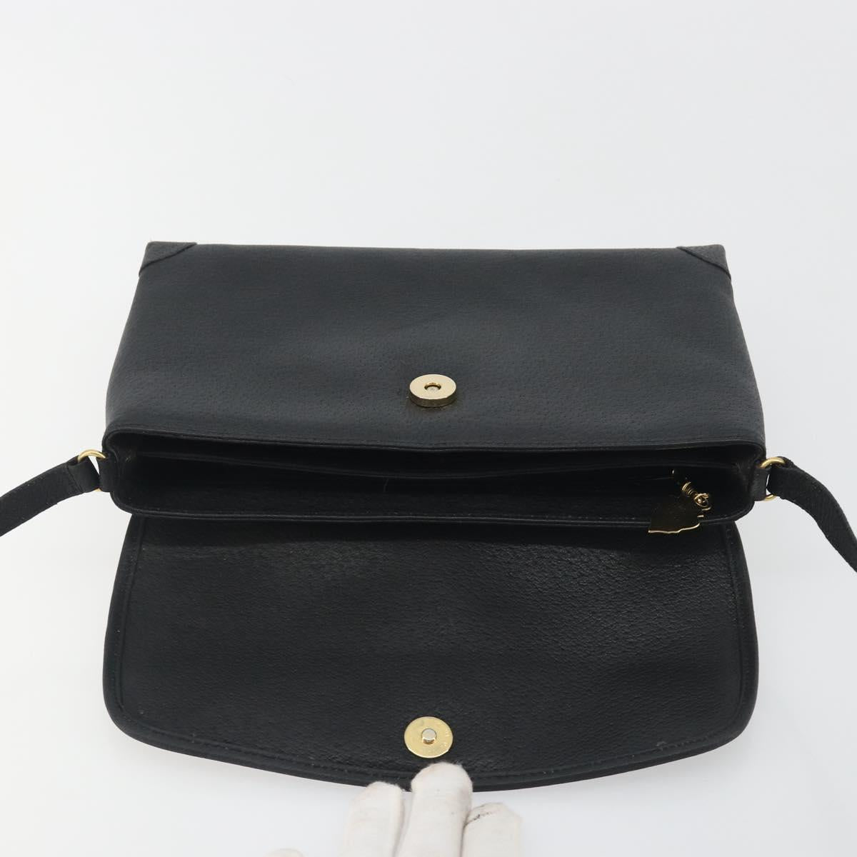GUCCI Shoulder Bag Leather Black Gold Tone 001 14 5364 Auth ep15490