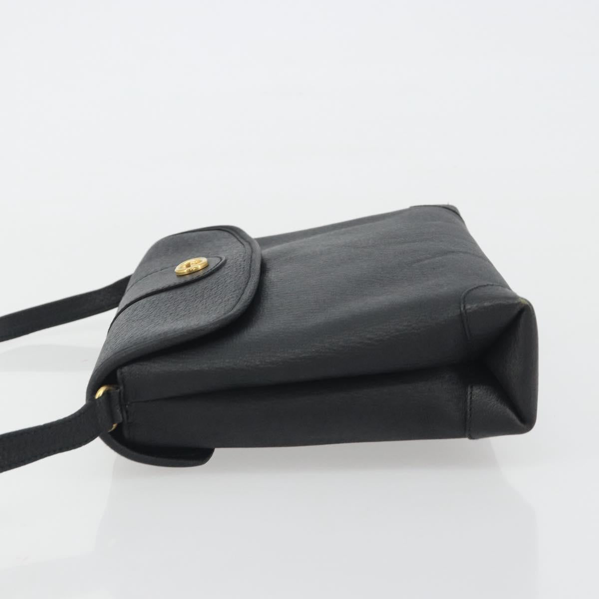 GUCCI Shoulder Bag Leather Black Gold Tone 001 14 5364 Auth ep15490