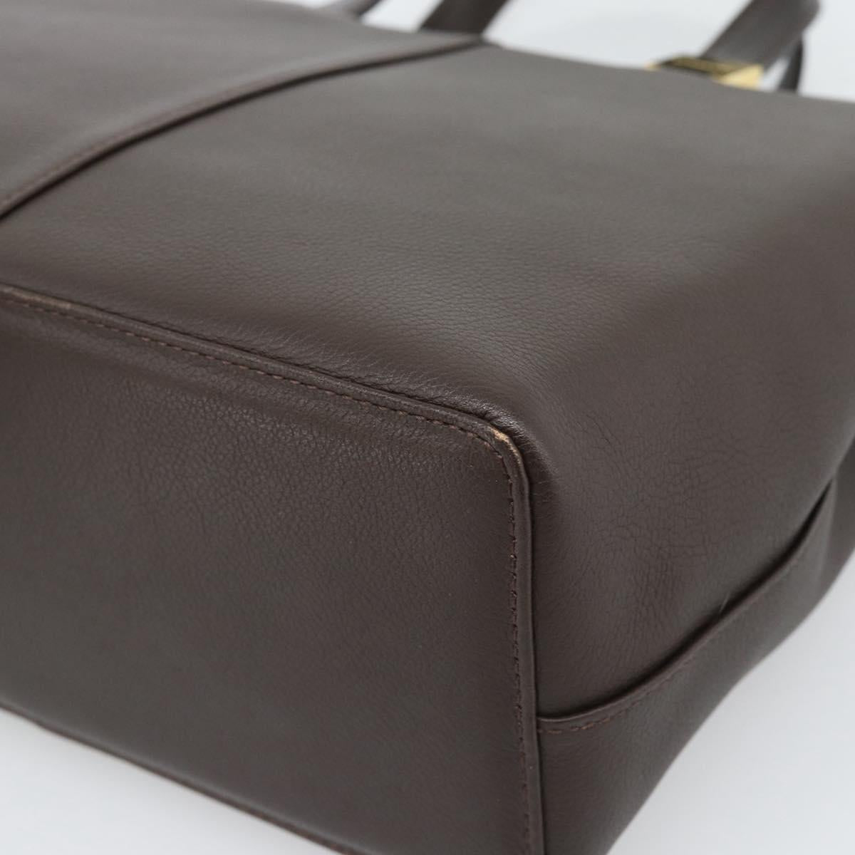 BURBERRY Hand Bag Leather Brown Gold Tone Auth ep15492