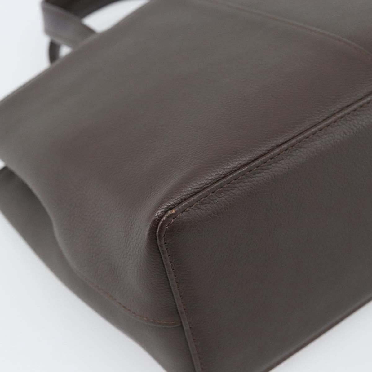 BURBERRY Hand Bag Leather Brown Gold Tone Auth ep15492