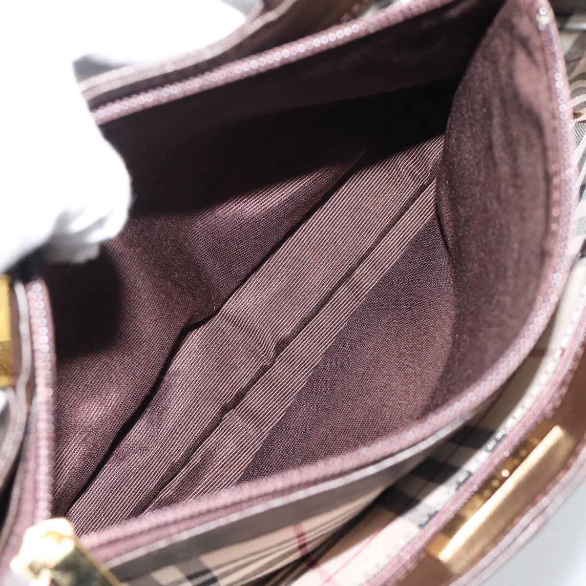 BURBERRY Hand Bag Leather Brown Gold Tone Auth ep15492