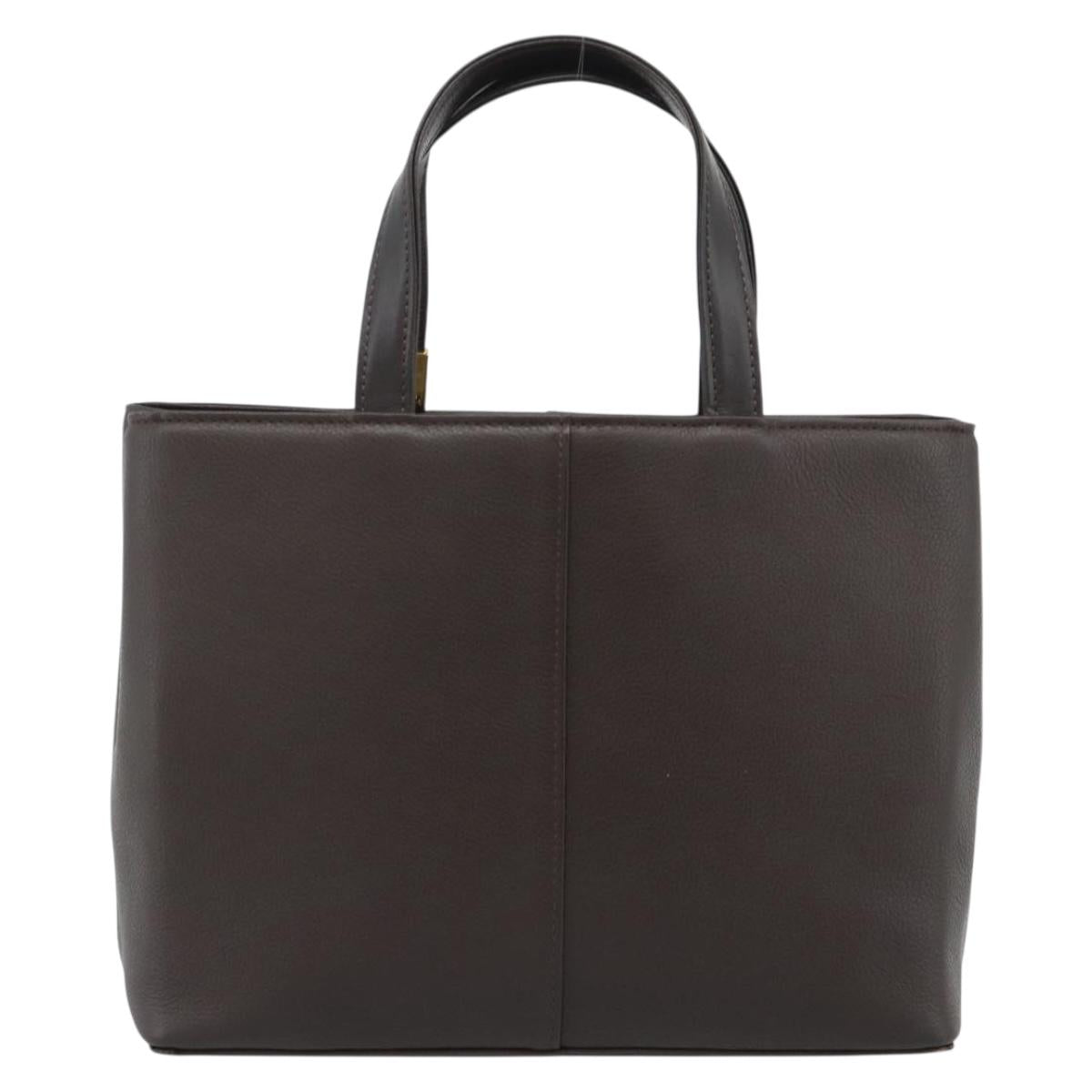 BURBERRY Hand Bag Leather Brown Gold Tone Auth ep15492