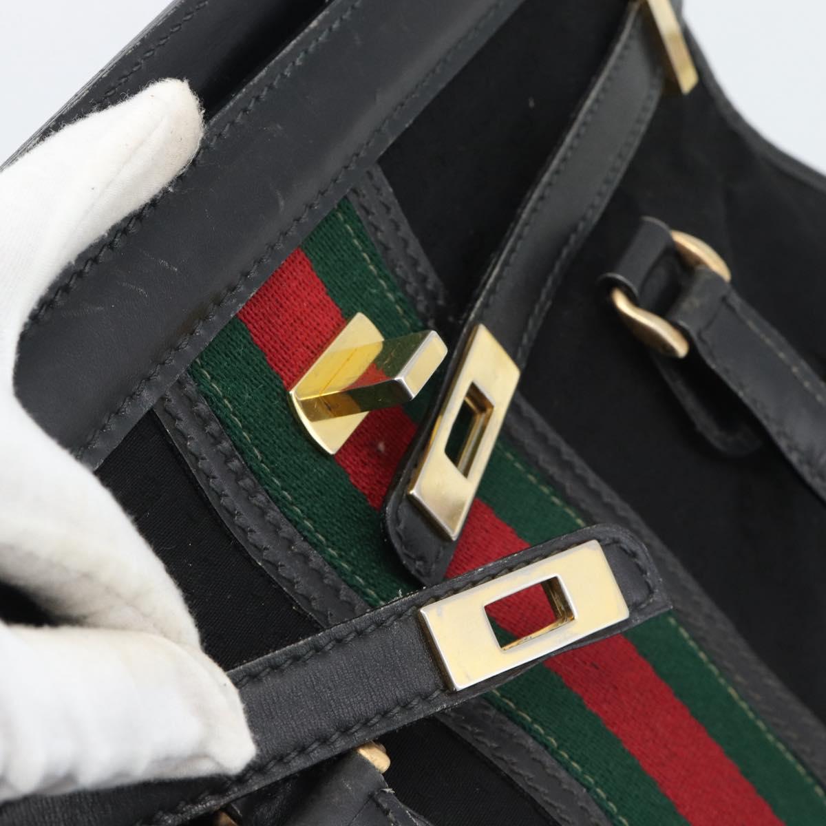 GUCCI Micro GG Canvas Hand Bag Black Gold Tone Auth ep15493A