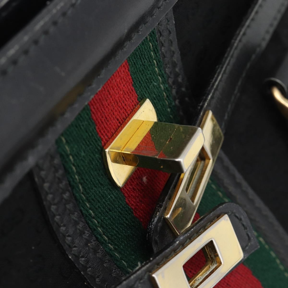 GUCCI Micro GG Canvas Hand Bag Black Gold Tone Auth ep15493A