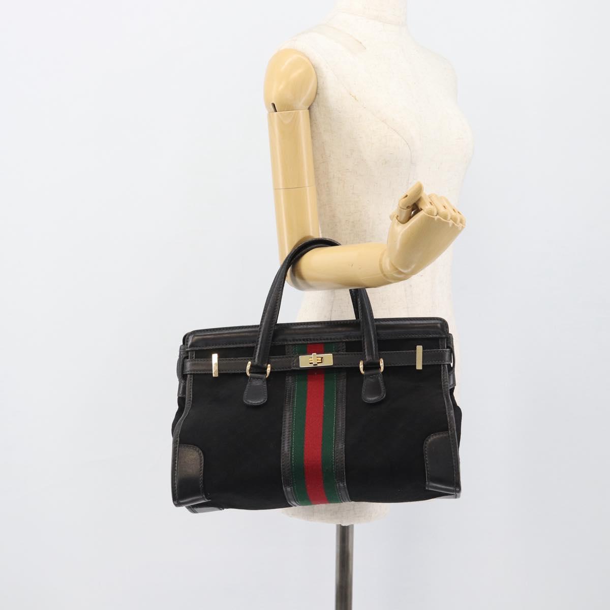GUCCI Micro GG Canvas Hand Bag Black Gold Tone Auth ep15493A