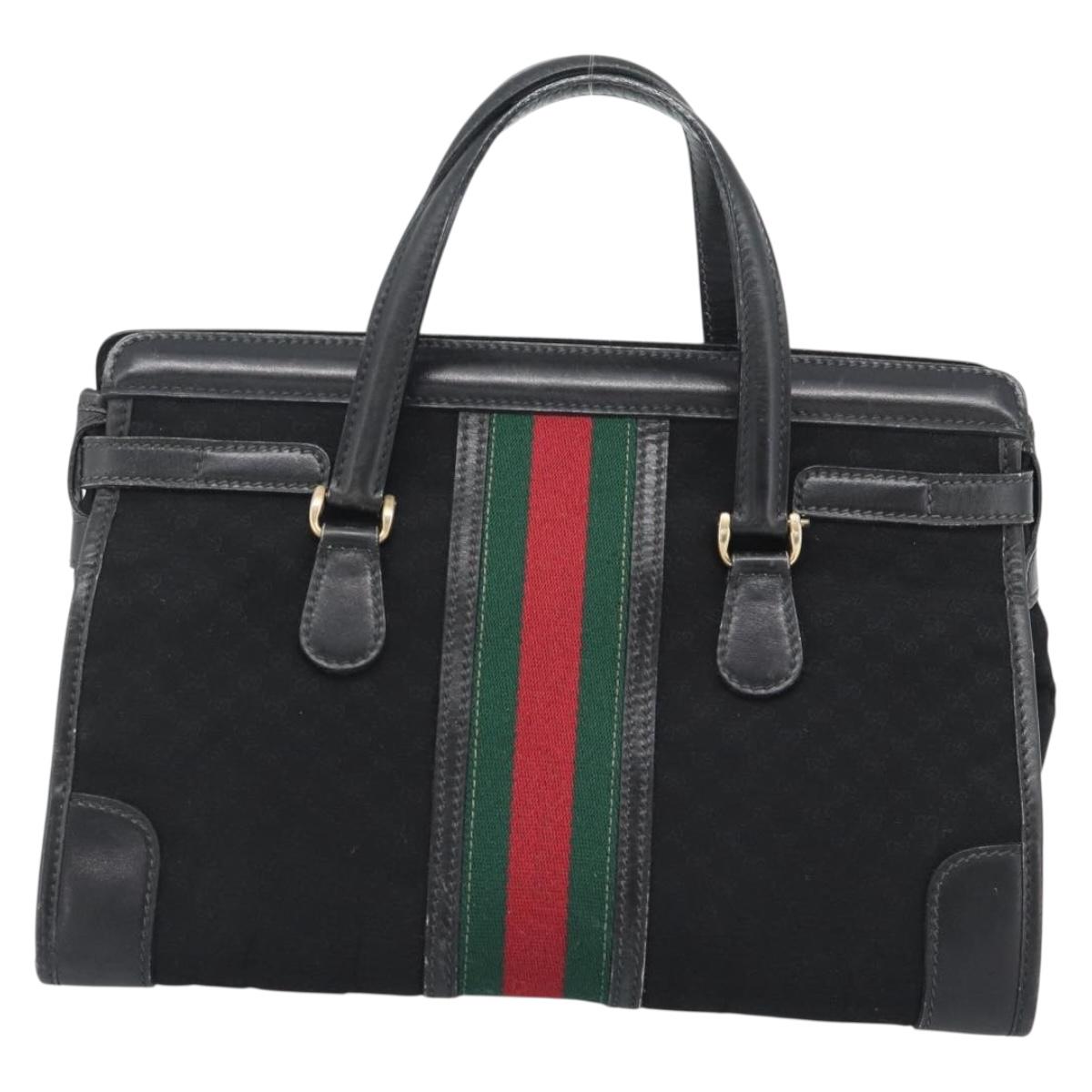 GUCCI Micro GG Canvas Hand Bag Black Gold Tone Auth ep15493A