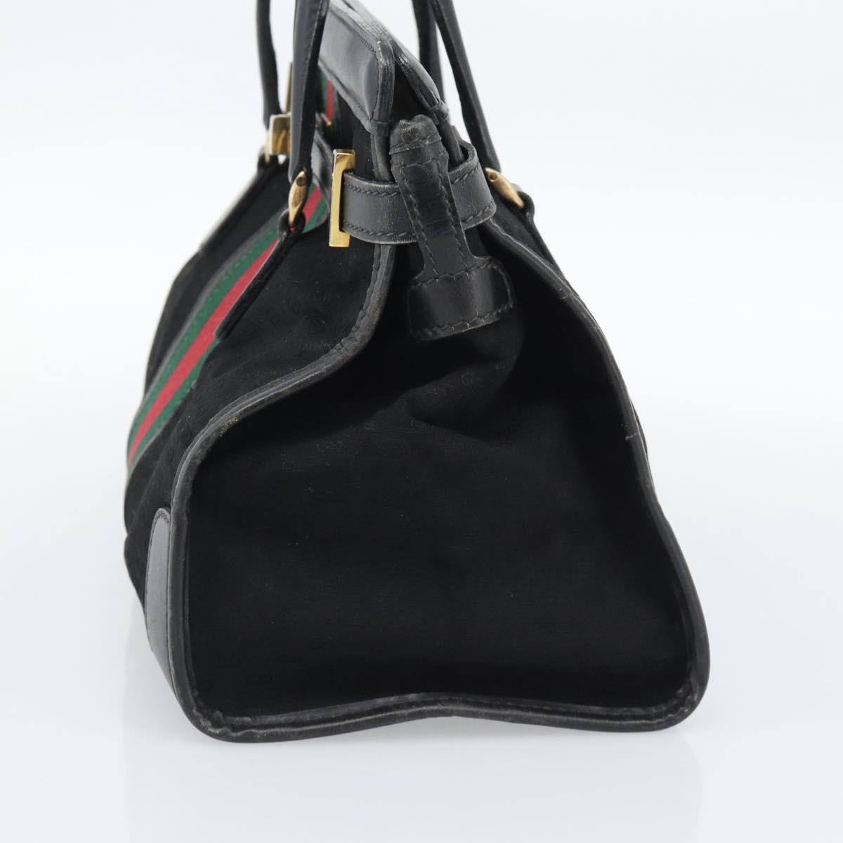 GUCCI Micro GG Canvas Hand Bag Black Gold Tone Auth ep15493A