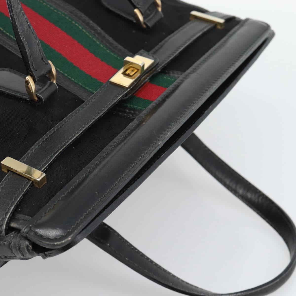 GUCCI Micro GG Canvas Hand Bag Black Gold Tone Auth ep15493A