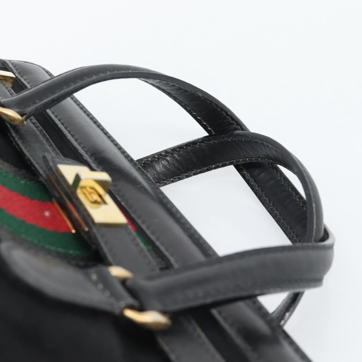 GUCCI Micro GG Canvas Hand Bag Black Gold Tone Auth ep15493A
