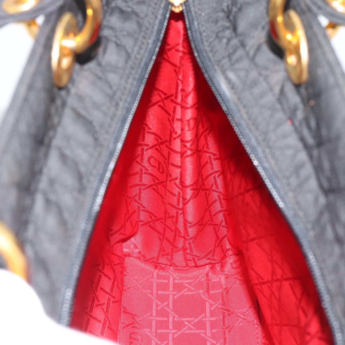 Christian Dior Canage Hand Bag Canvas Black Gold Tone Auth ep15494