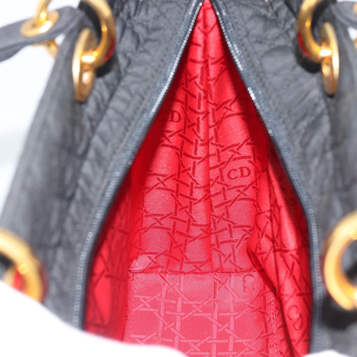 Christian Dior Canage Hand Bag Canvas Black Gold Tone Auth ep15494