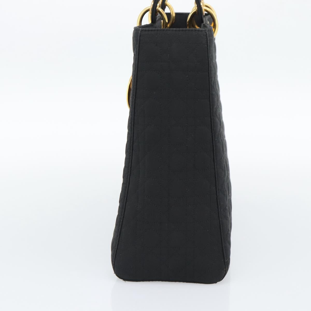 Christian Dior Canage Hand Bag Canvas Black Gold Tone Auth ep15494