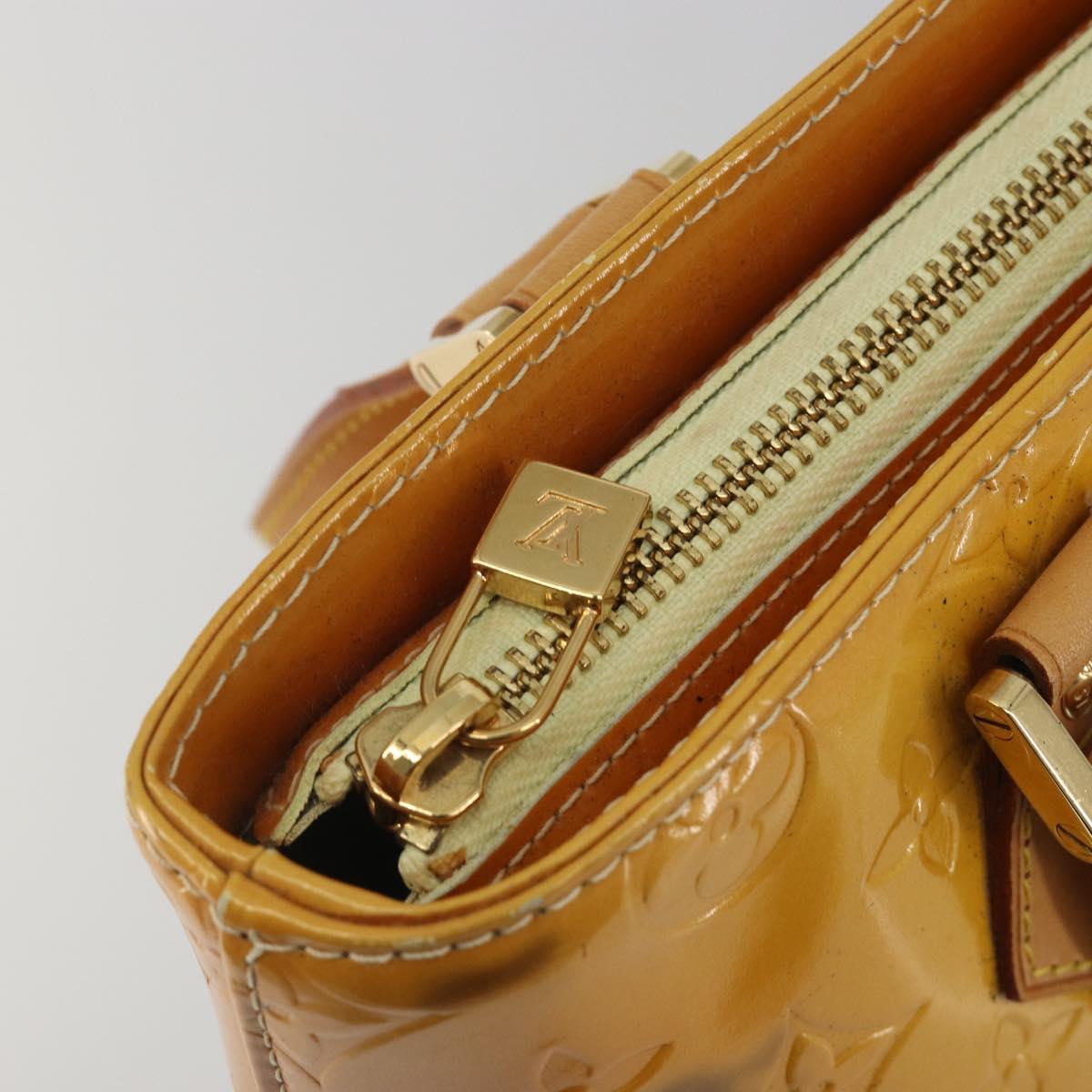 LOUIS VUITTON Monogram Vernis Houston Hand Bag Lime Yellow M91055 Auth ep15500