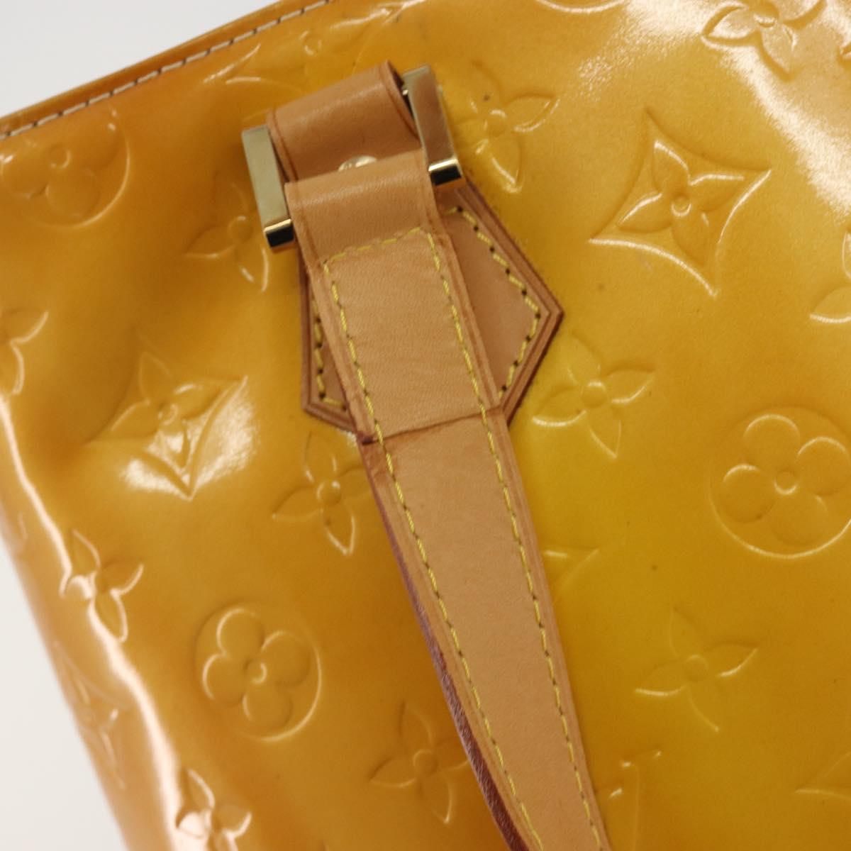 LOUIS VUITTON Monogram Vernis Houston Hand Bag Lime Yellow M91055 Auth ep15500