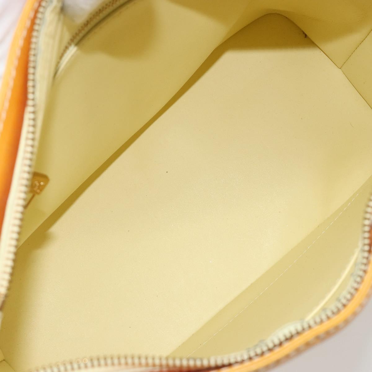 LOUIS VUITTON Monogram Vernis Houston Hand Bag Lime Yellow M91055 Auth ep15500