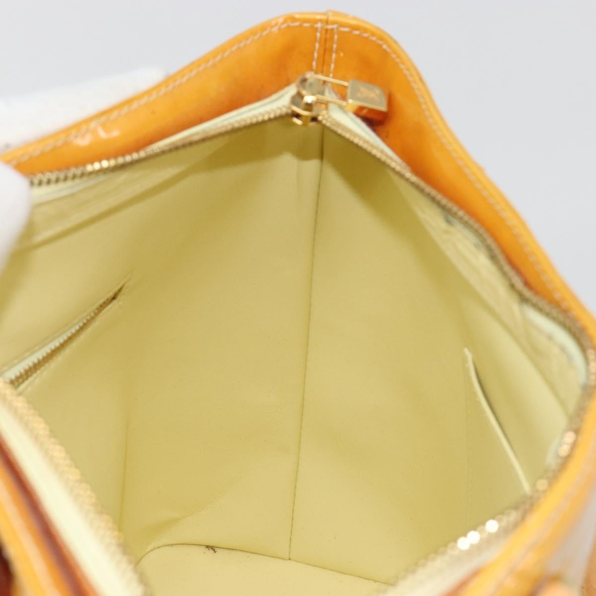 LOUIS VUITTON Monogram Vernis Houston Hand Bag Lime Yellow M91055 Auth ep15500