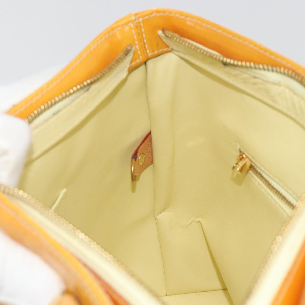 LOUIS VUITTON Monogram Vernis Houston Hand Bag Lime Yellow M91055 Auth ep15500