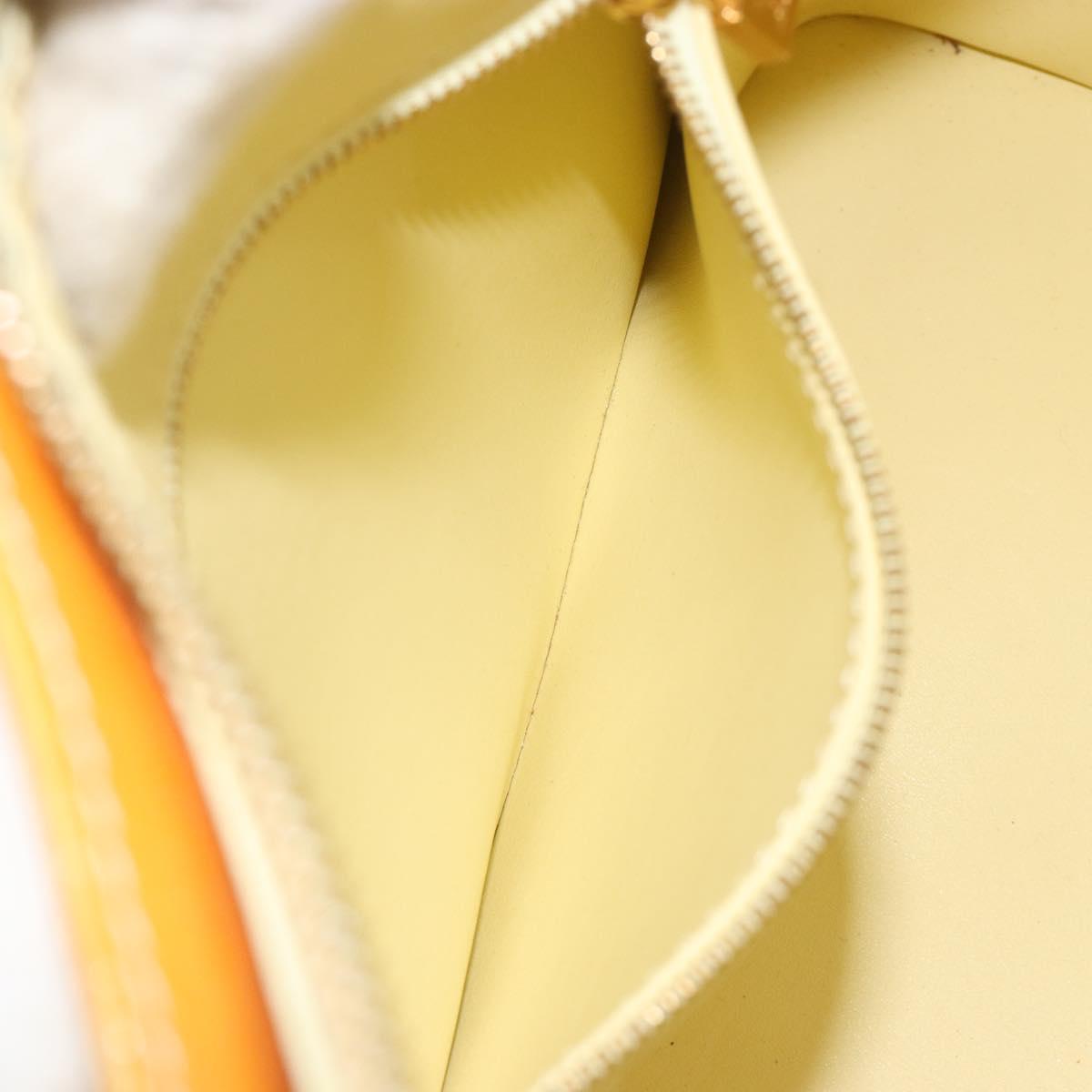 LOUIS VUITTON Monogram Vernis Houston Hand Bag Lime Yellow M91055 Auth ep15500
