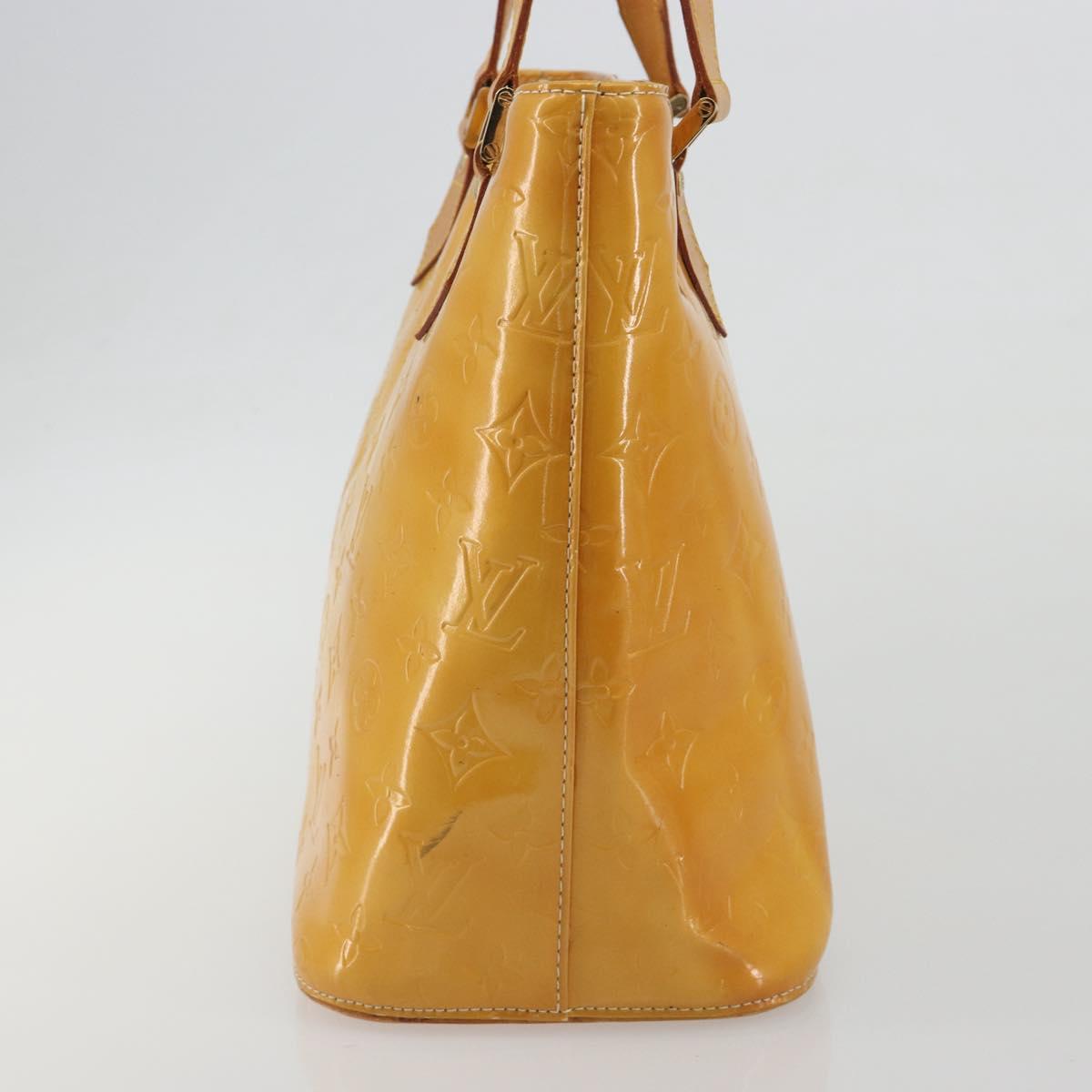LOUIS VUITTON Monogram Vernis Houston Hand Bag Lime Yellow M91055 Auth ep15500