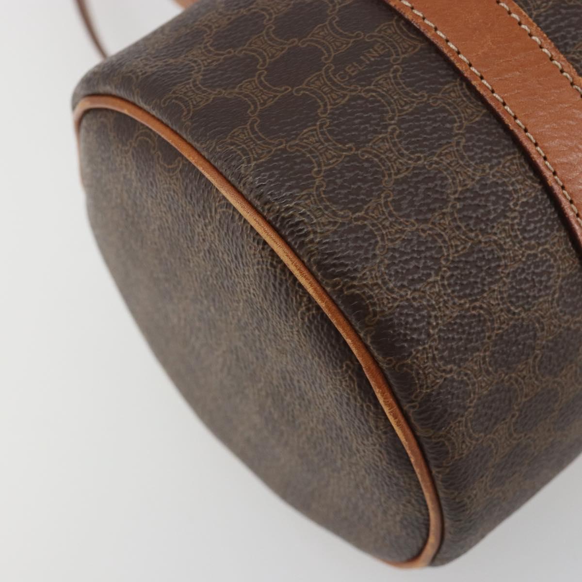 CELINE Macadam Canvas Hand Bag PVC Leather Brown Gold Auth ep15503A