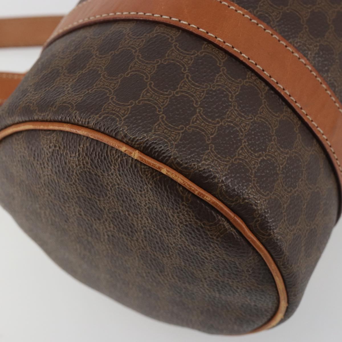 CELINE Macadam Canvas Hand Bag PVC Leather Brown Gold Auth ep15503A