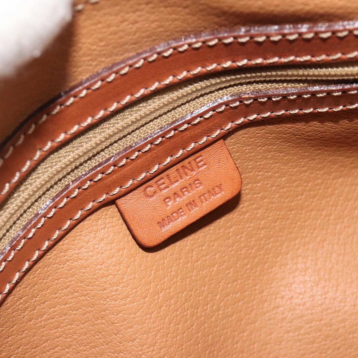 CELINE Macadam Canvas Hand Bag PVC Leather Brown Gold Auth ep15503A