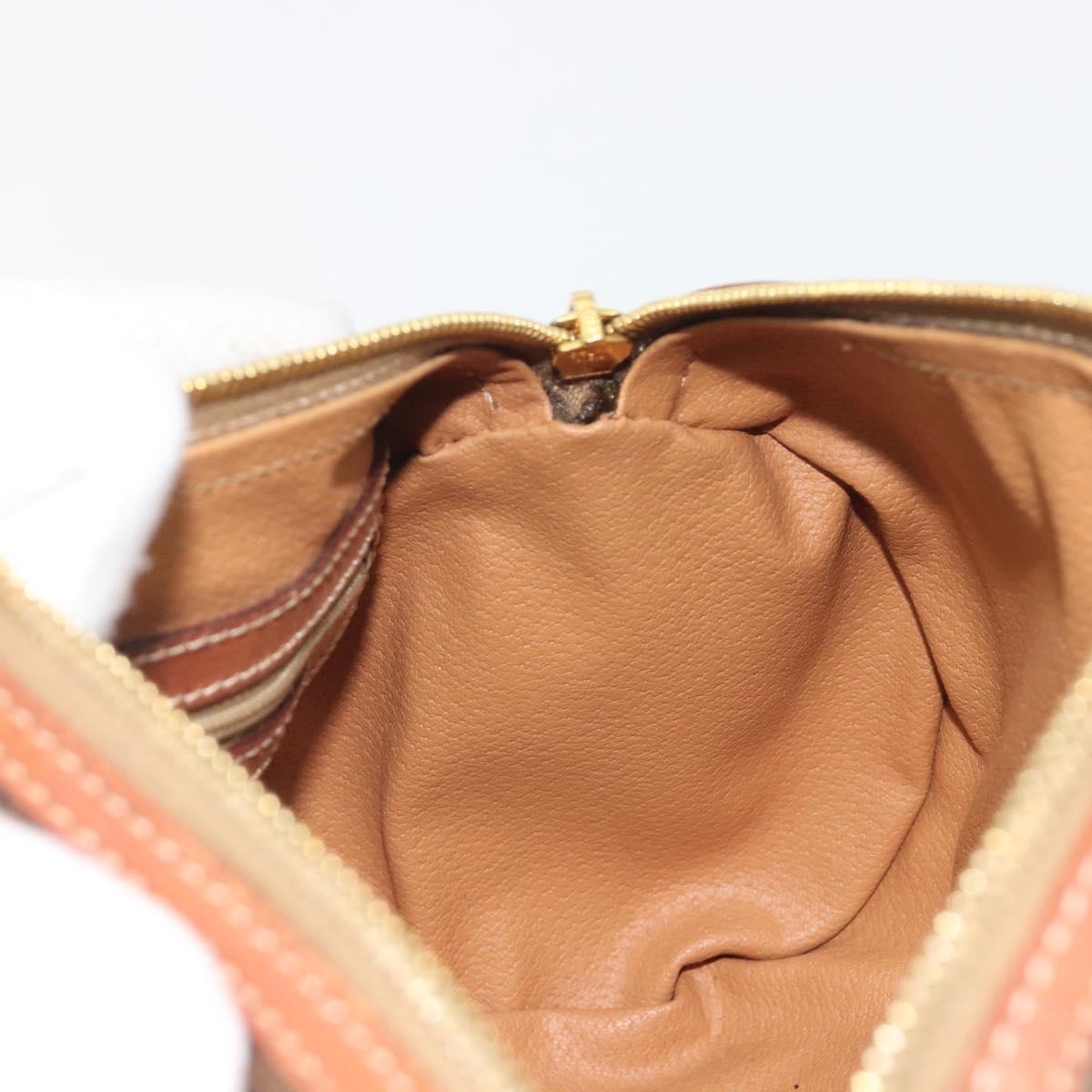 CELINE Macadam Canvas Hand Bag PVC Leather Brown Gold Auth ep15503A