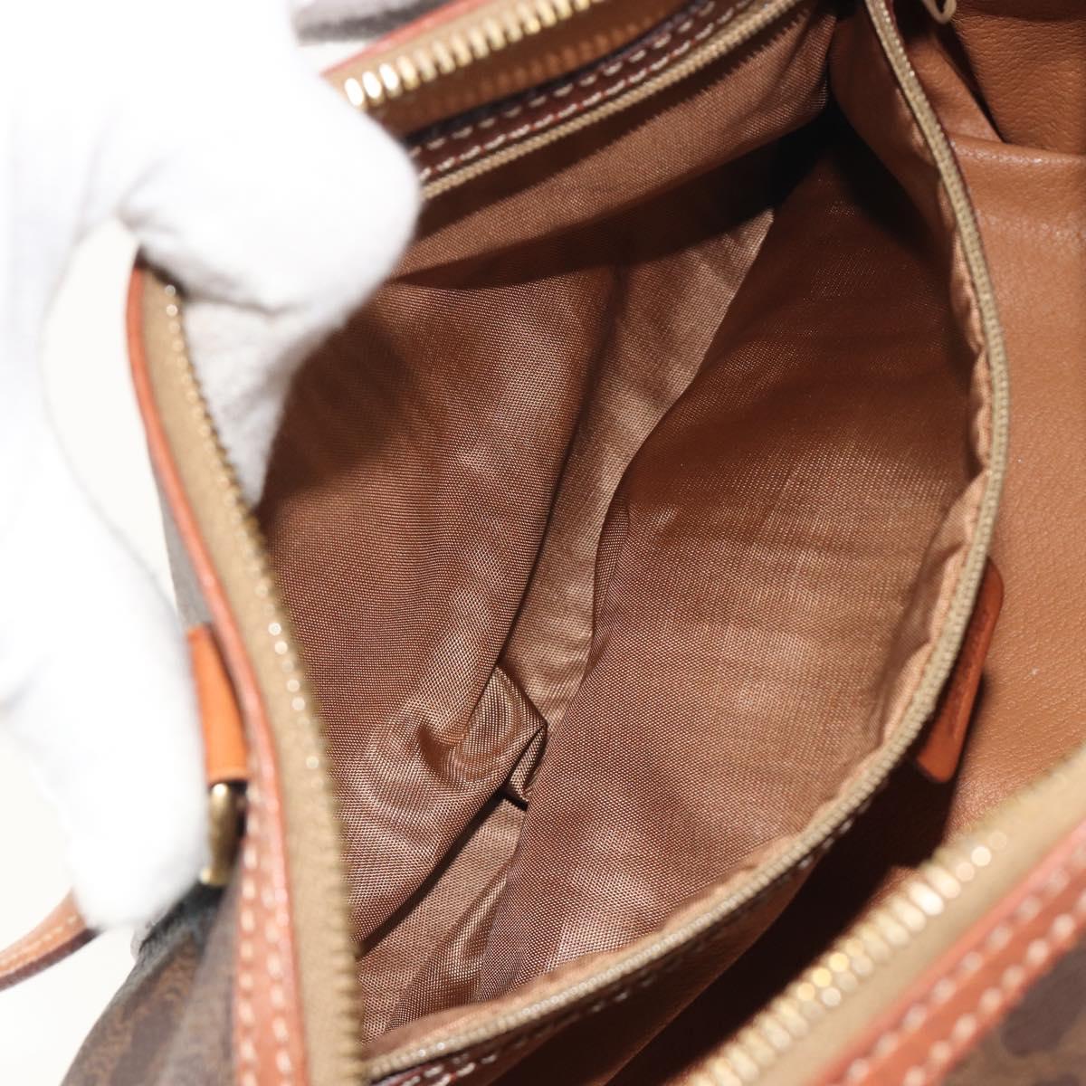 CELINE Macadam Canvas Hand Bag PVC Leather Brown Gold Auth ep15503A